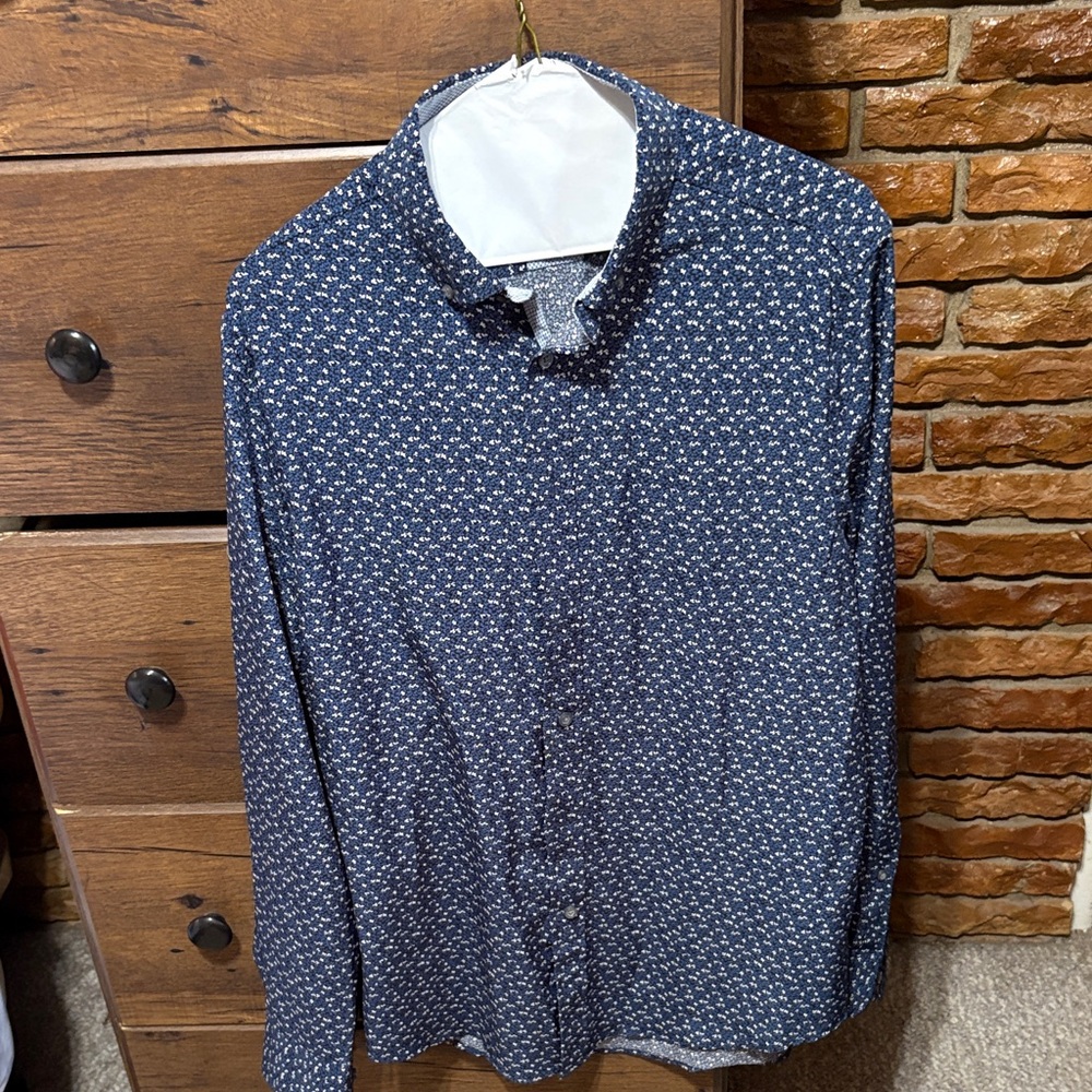 Stylish Blue Patterned Men's Shirt
